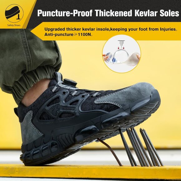 Men Steel Toe Work Sneakers Lightweight Composite Safety Tennis Shoes - Picture 3 of 6